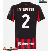 Camisa de Futebol AC Milan Pervis Estupinan #2 Equipamento Principal Mulheres 2025-26 Manga Curta